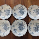 6 flat plates Sarreguemines U&C Flore - blue