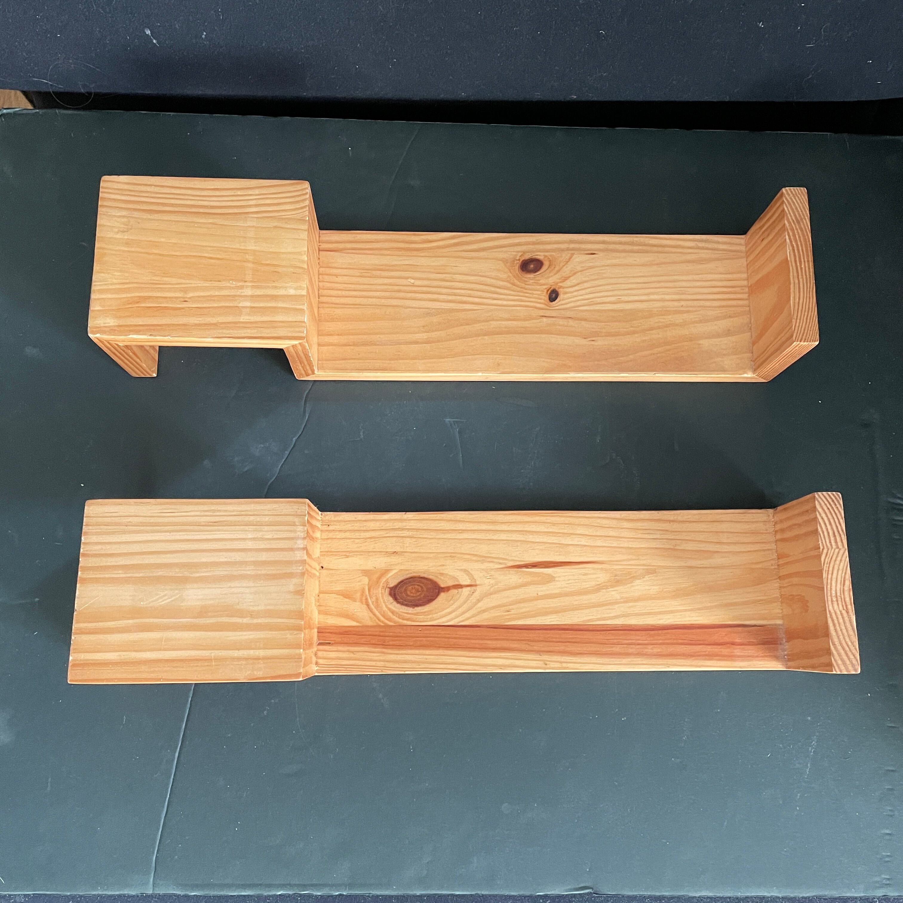 Pair wooden wall shelves 1970