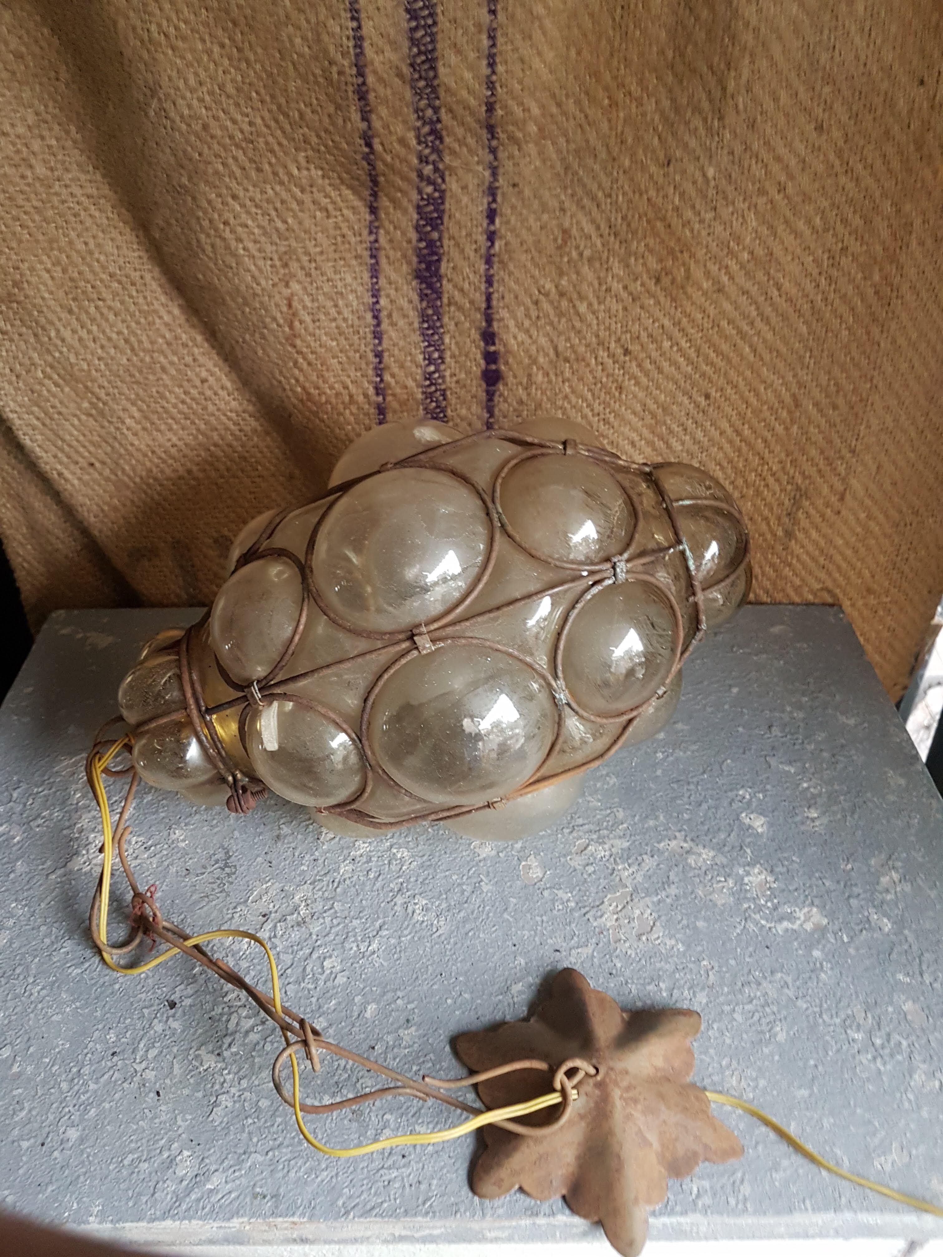 Glass chandelier and wrought iron blown Murano Pietro Toso