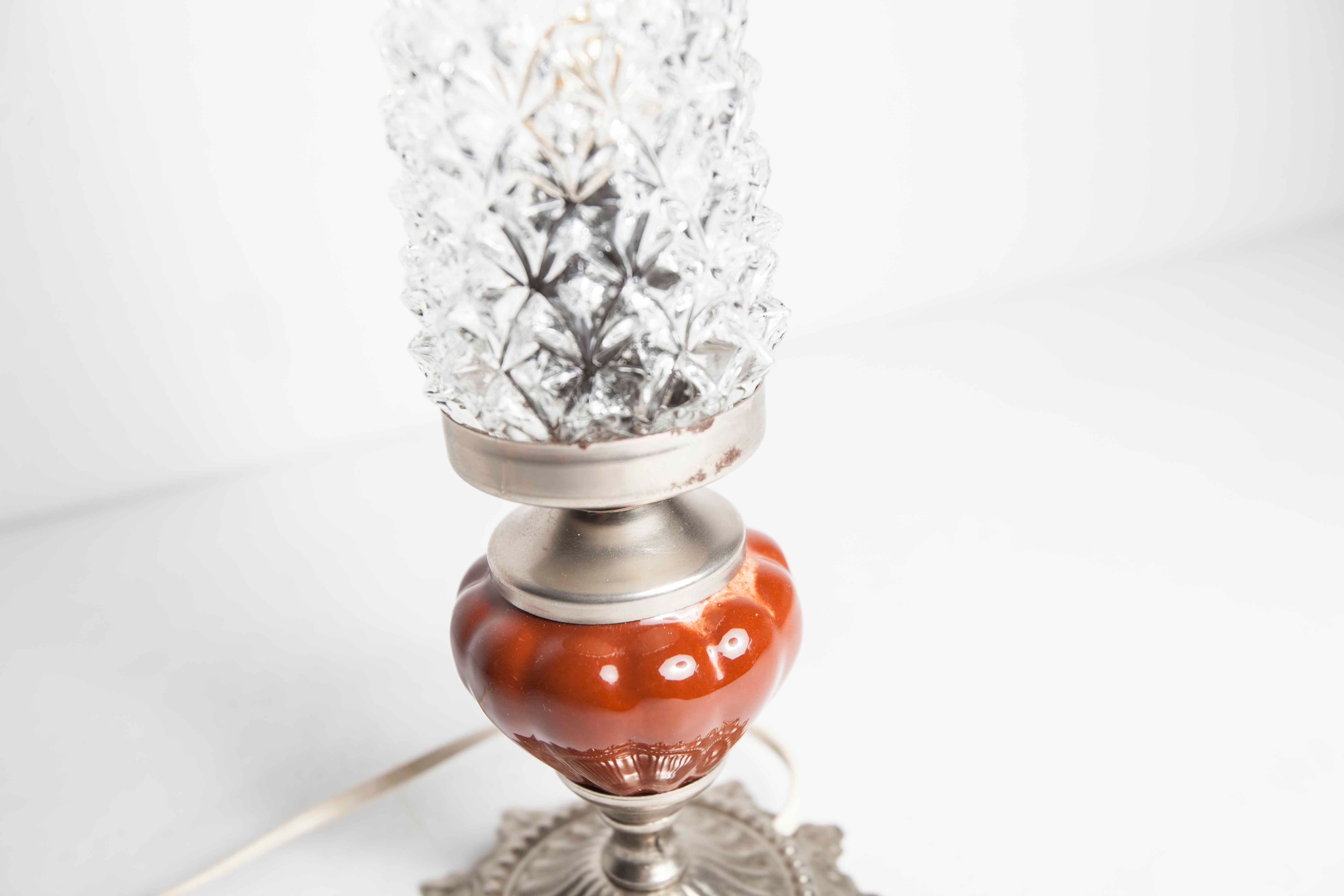 Table or bedside lamp of 1960 ceramic silvered metal glass