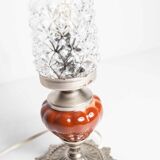 Table or bedside lamp of 1960 ceramic silvered metal glass