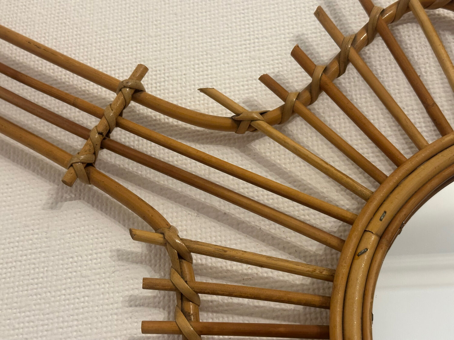 The vintage guitar rattan mirror.