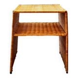 Wicker bedside table or side table from the 1960s.