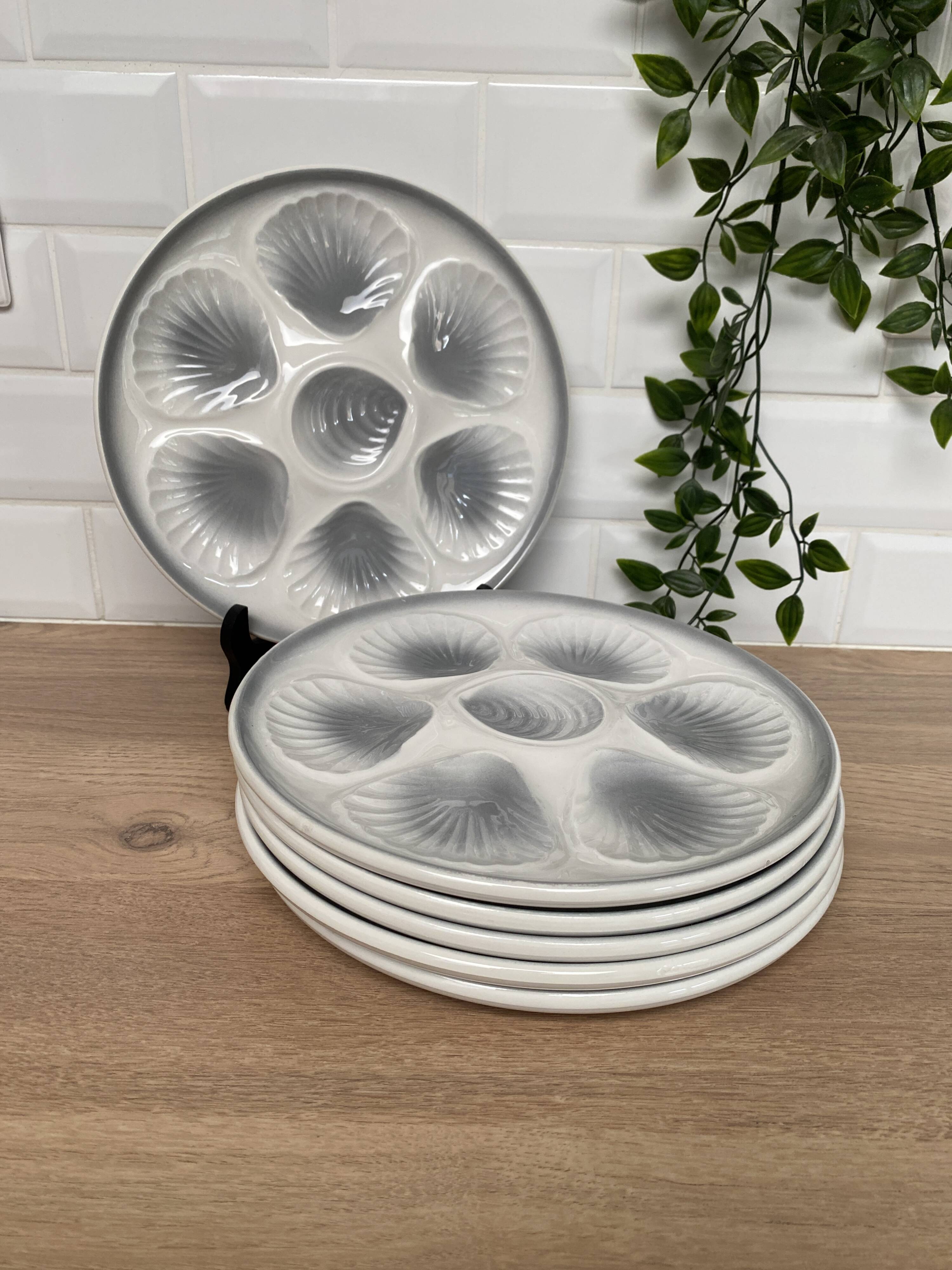 Set of 6 oyster plates Moulin des loups Orchies