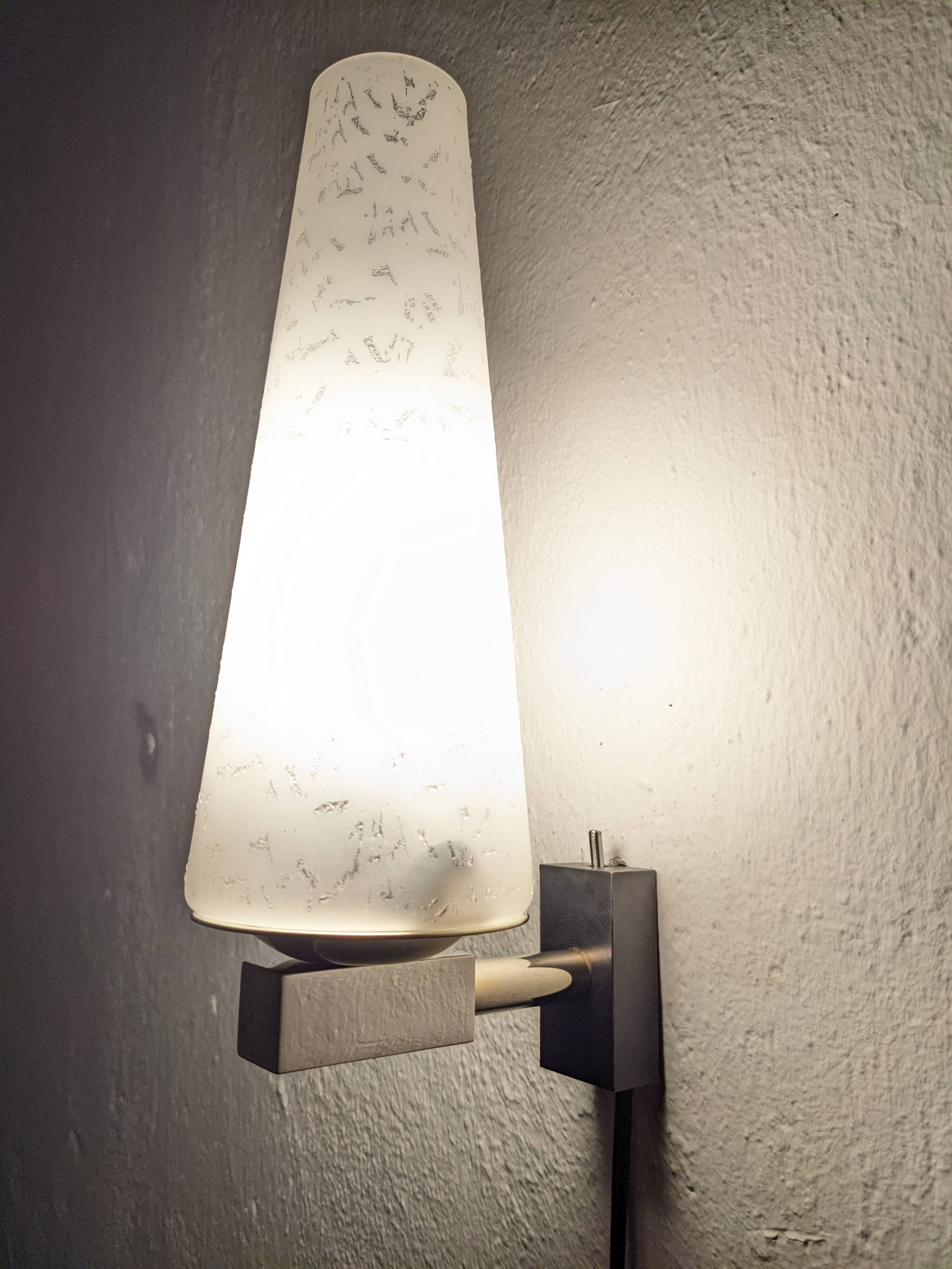 Glass and brass wall light by Maison Arlus, France circa 1950.