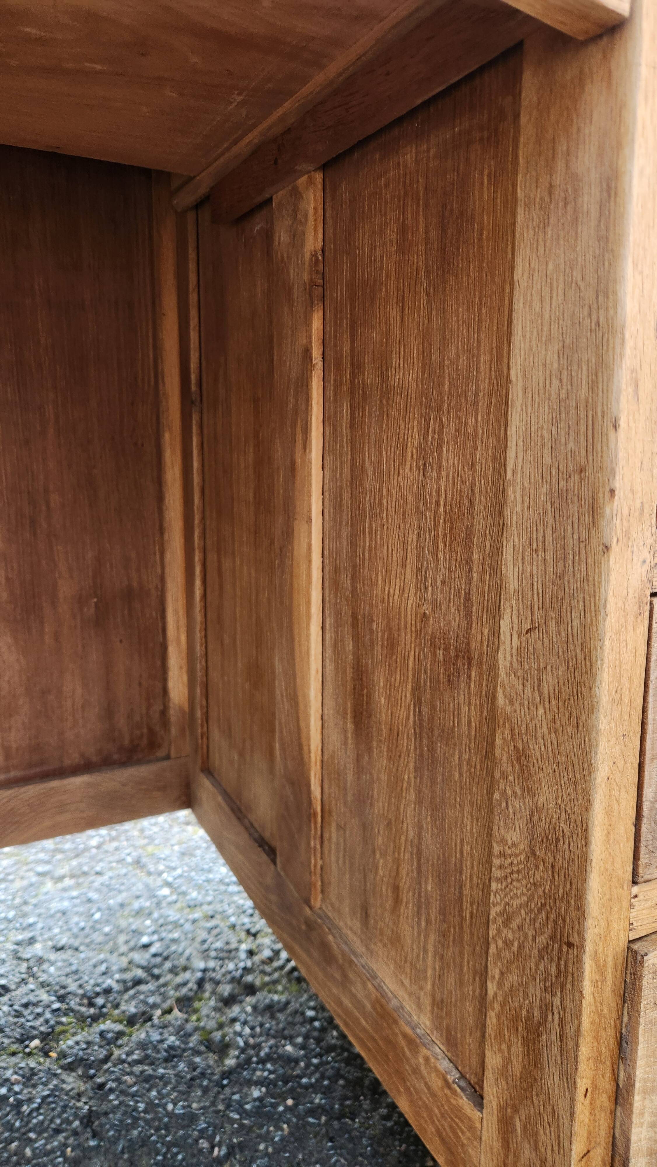 Vintage wooden desk with five drawers from the 1950s-1970s.