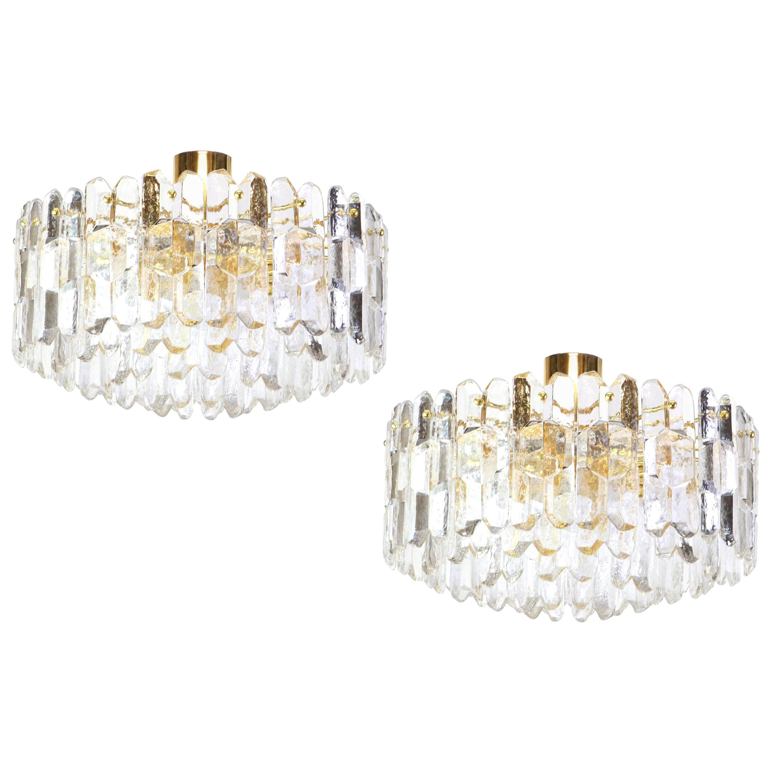 Superb brass and Murano glass light fixture Palazzo, Kalmar, Austria, 1970.