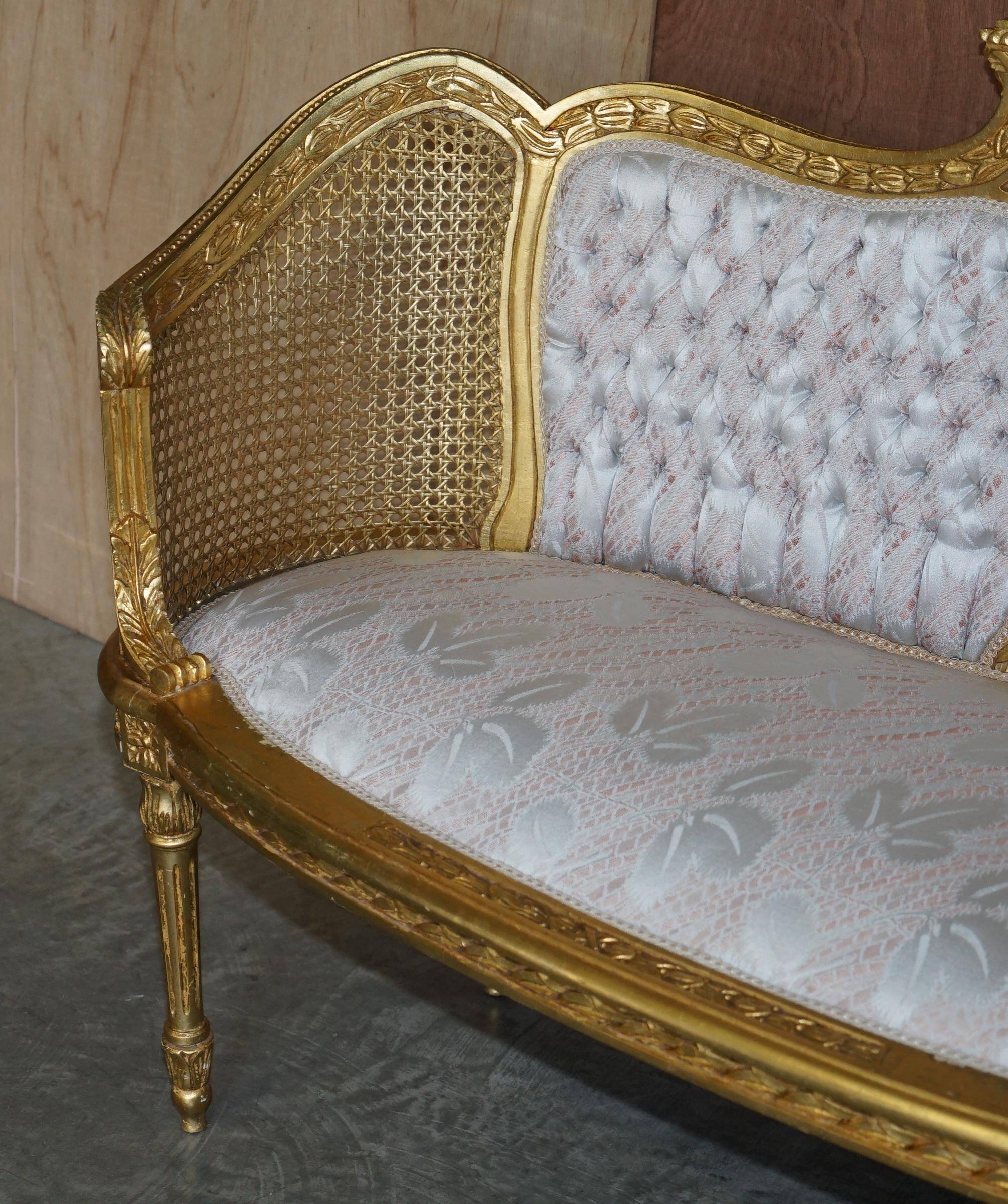 Louis XVI Napoléon III Bergère Canapé in gilded wood