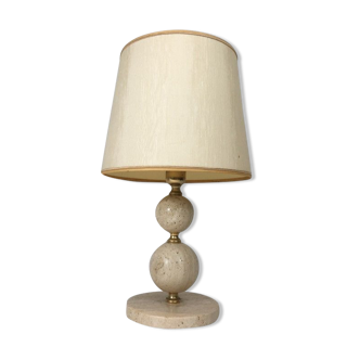 Travertine and brass lamp