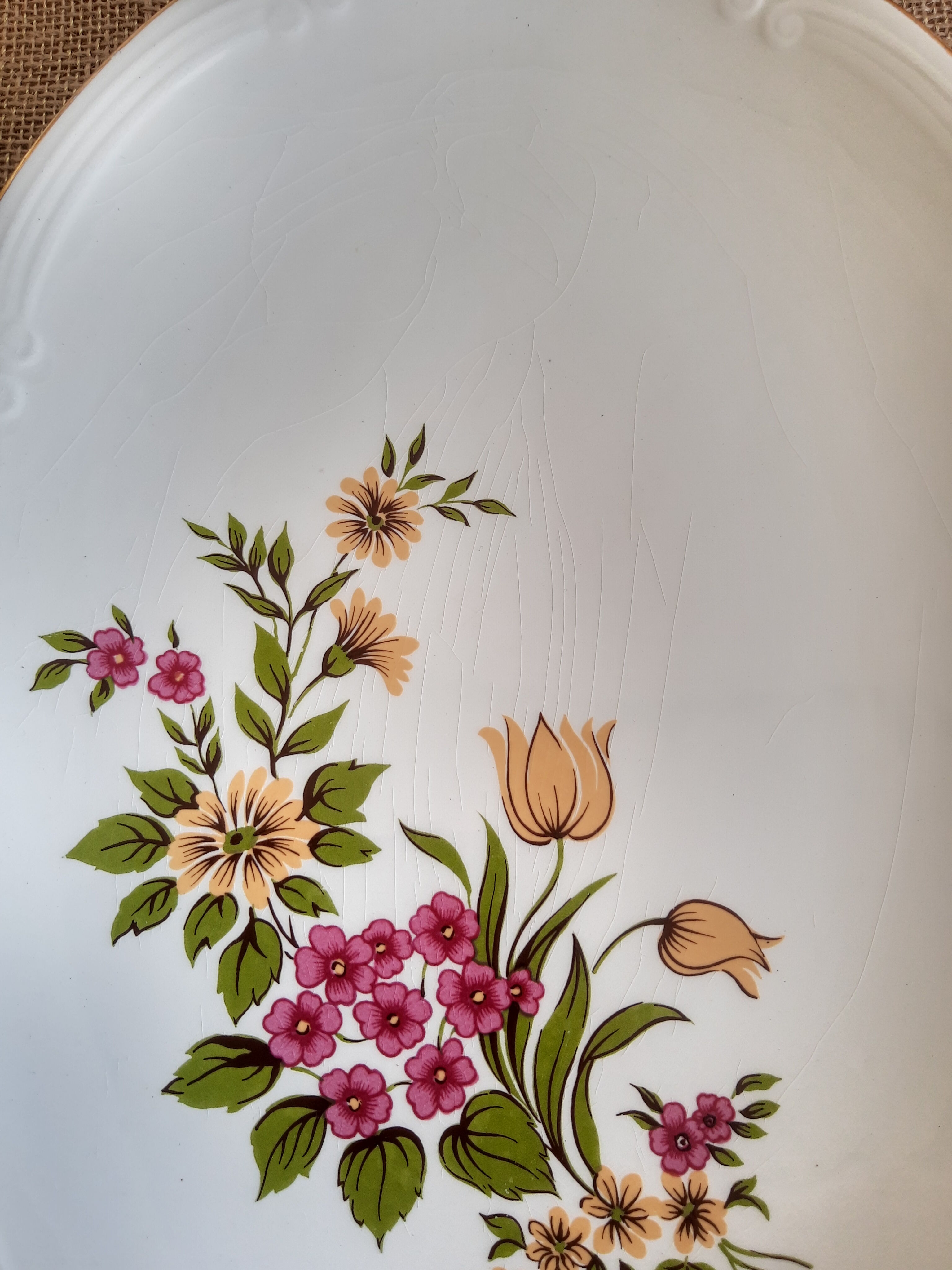 Large oval dish Gien model Floreal - vintage