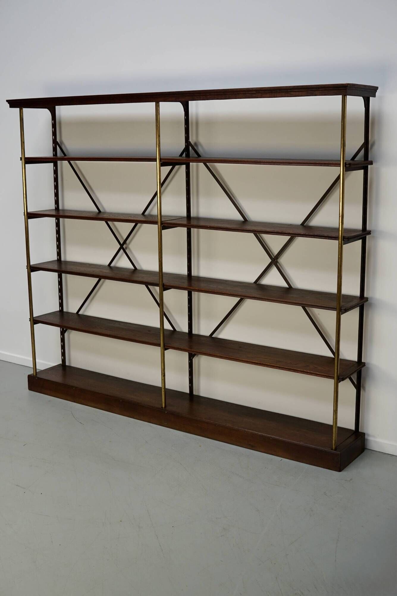 Large Oak and Iron Shelving Unit / Store Display Theodore Scherf, France 1890s