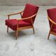 Pair of Czechoslovak armchairs 1960 red pink 1960