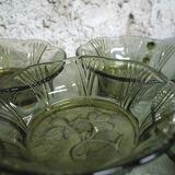 Set of 6 Art Deco cups in khaki glass