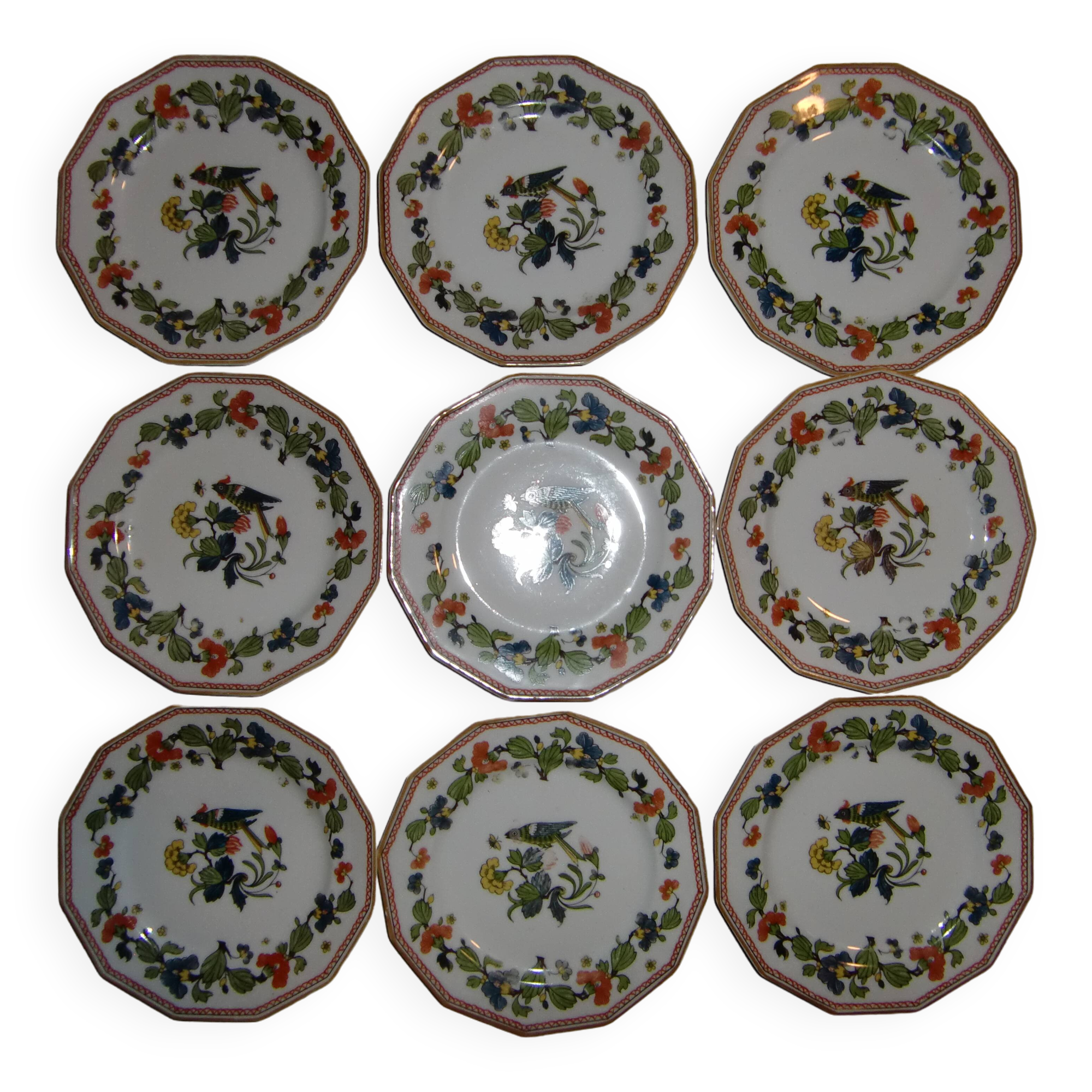 Lot de 9 petites assiettes à dessert des années 50