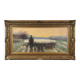 “Shepherd and his flock”, watercolor on paper, signed Maurice Hagemans