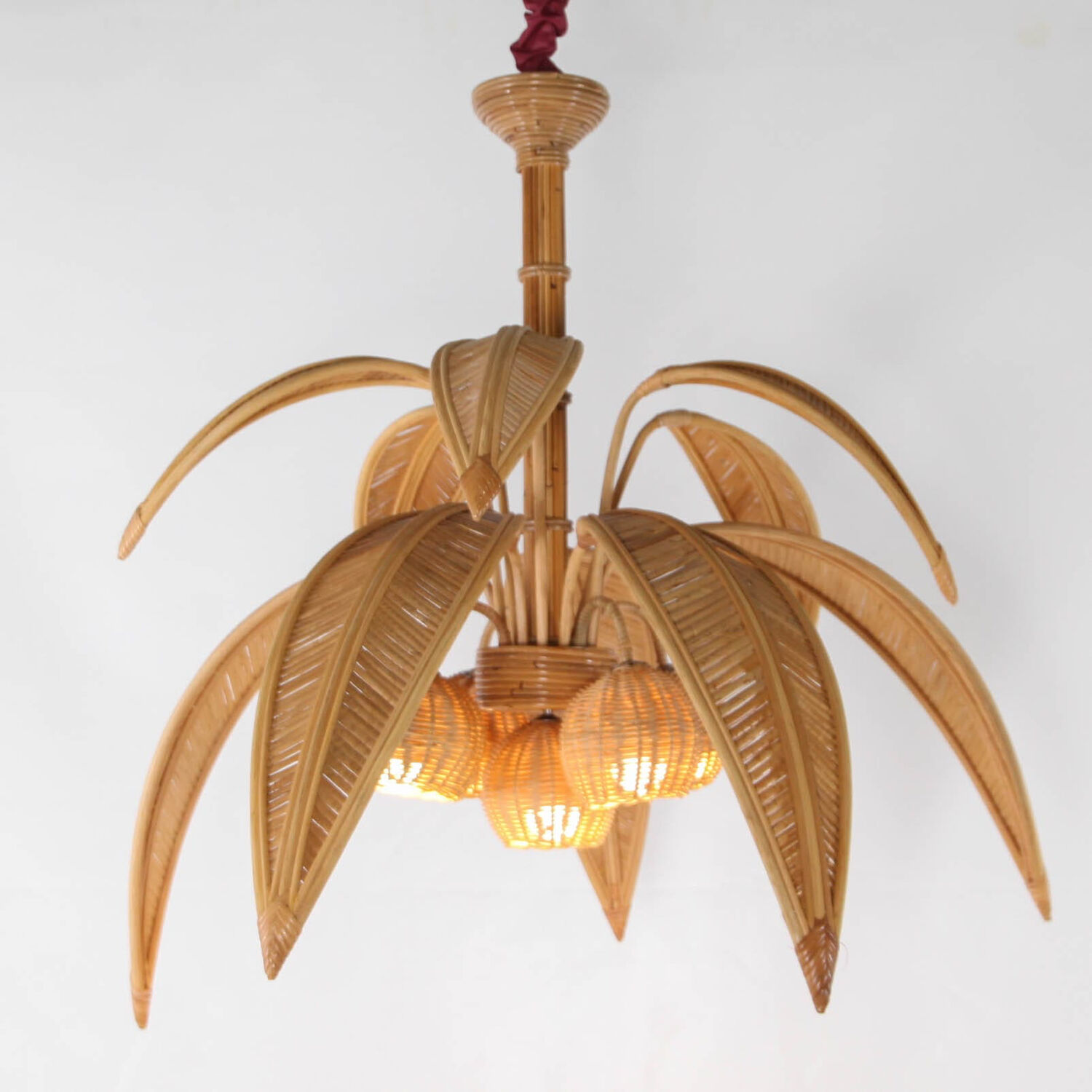 Coconut palm chandelier in rattan