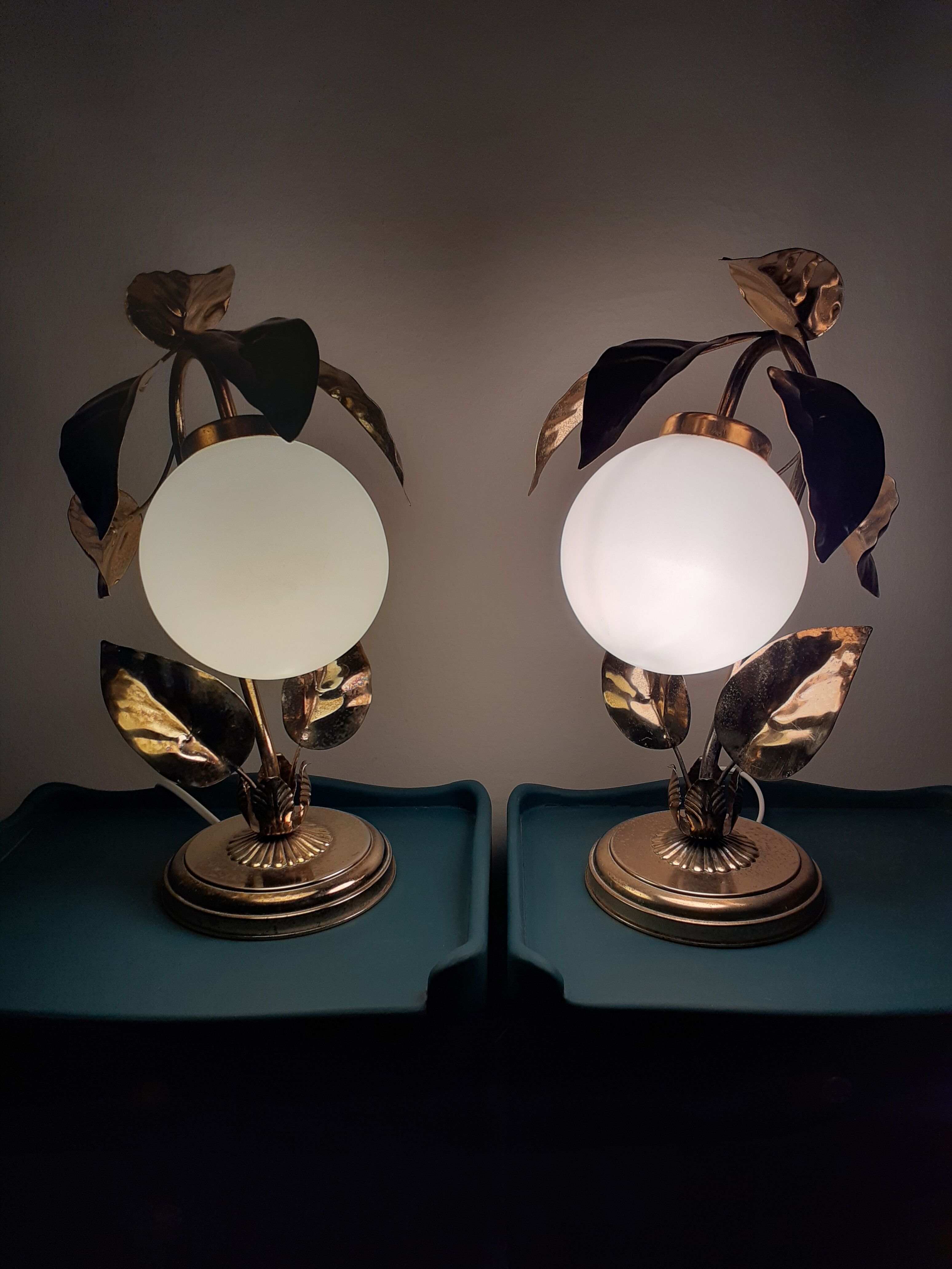 Paire de lampes métal doré