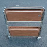 Folding side table on casters