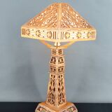 Important Carved Wood Lamp, USA, A&C, Prairie School, c. 1900-1920