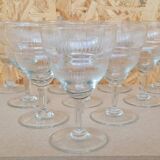 Service of 10 chiseled crystal water glasses