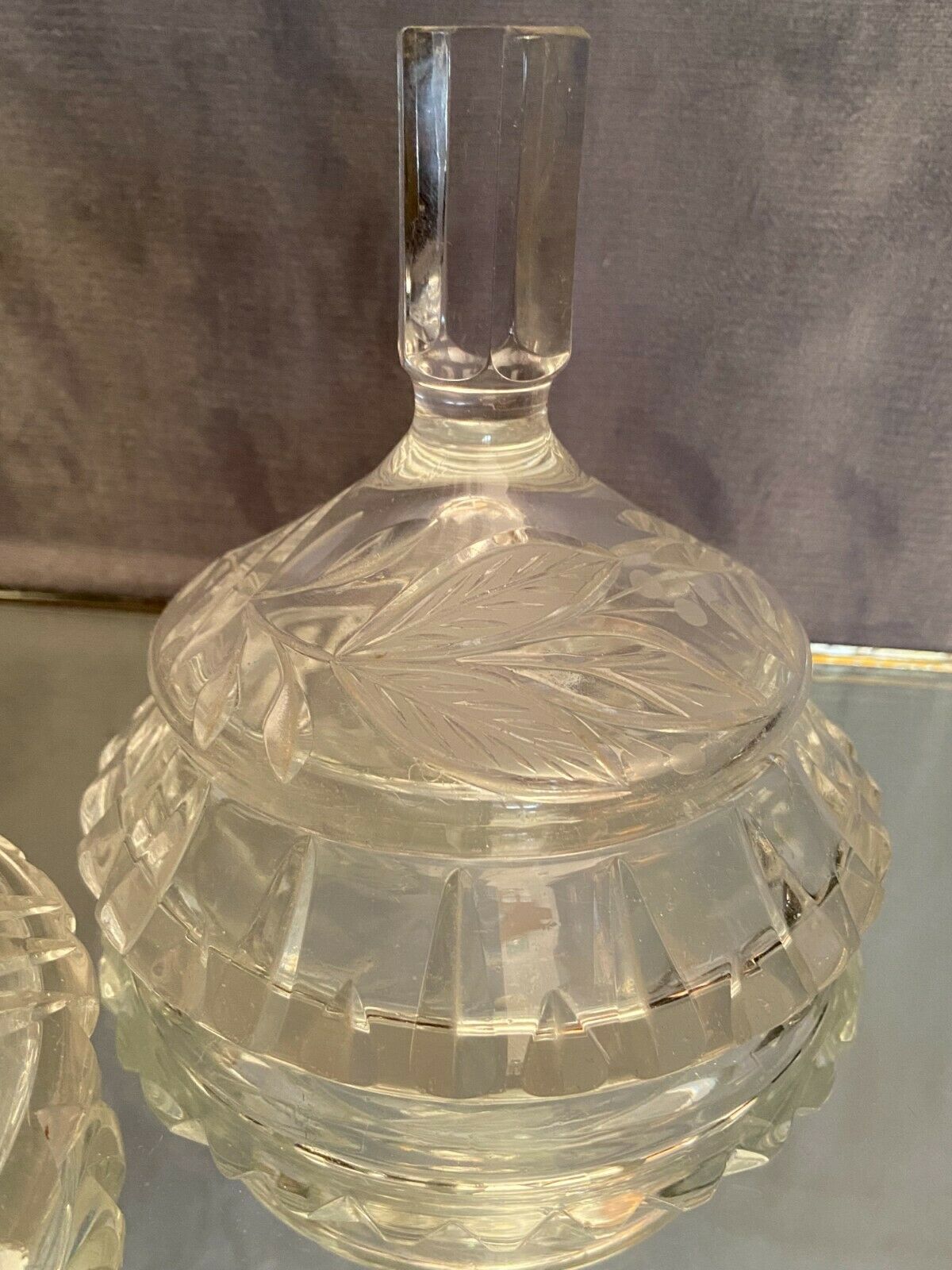 Bohemian crystal set with carved decoration