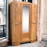 Parisian art deco wardrobe solid raw oak 1930