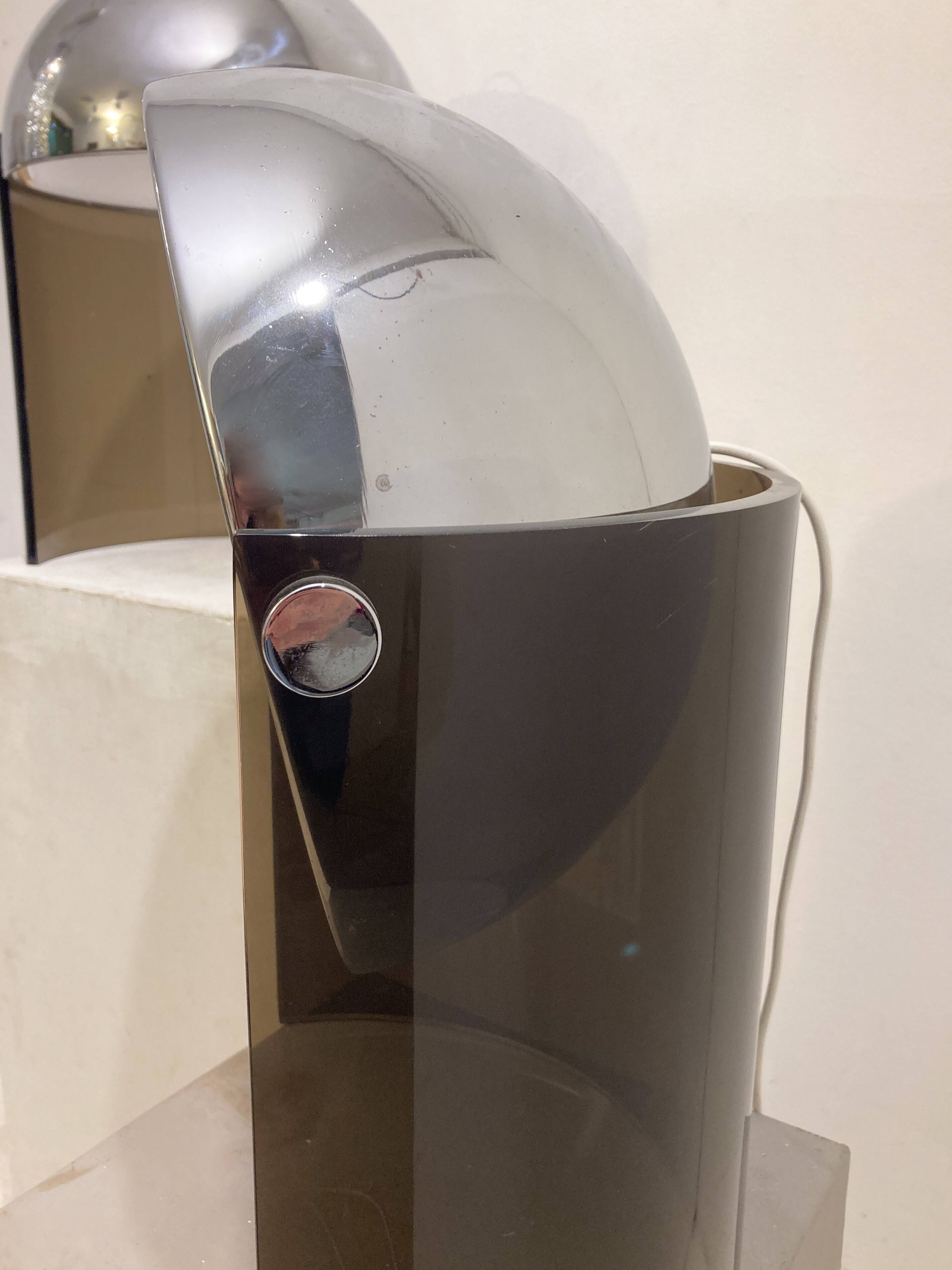 Mid-Century Modern Pair of Chrome and Plexiglass, 1970s