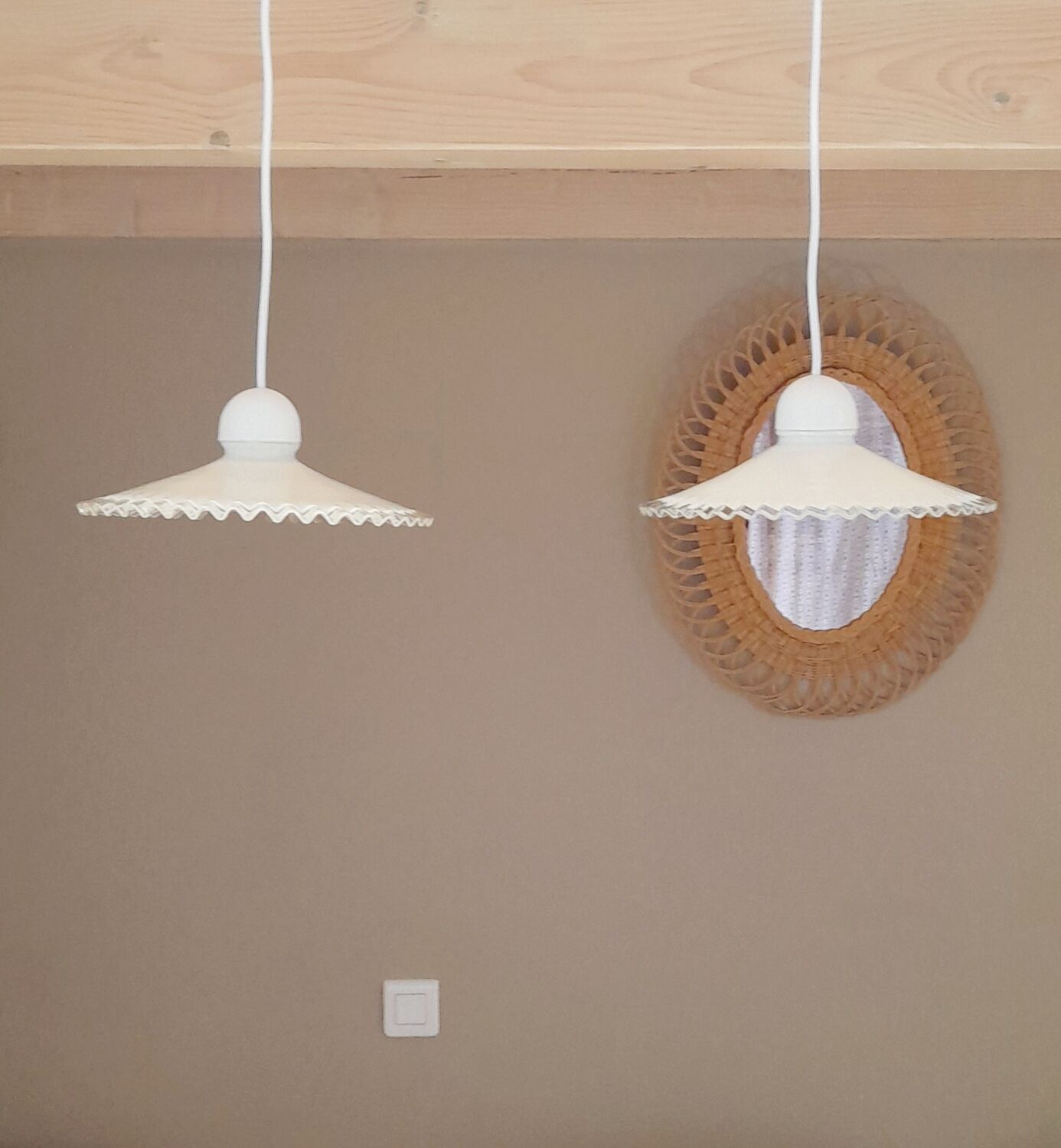 Set of 2 50s opaline pendants