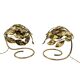 Hollywood regency set of 2 brass leaves table lamps, Bottega Gadda Italy, 1970s