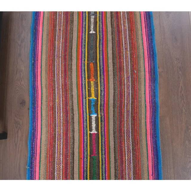 Vintage Turkish Hand-Knotted Wool Cotton Beige Kilim Runner Rug 76x198