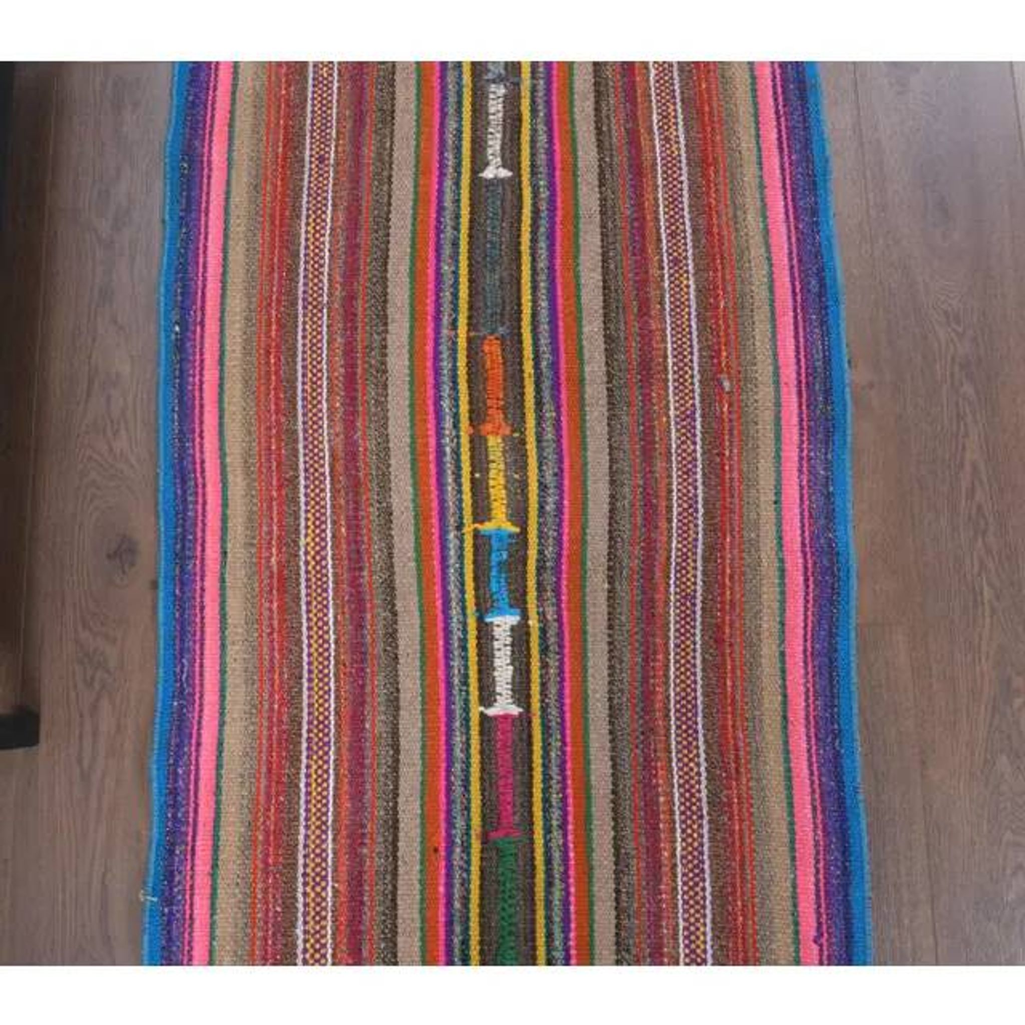 Vintage Turkish Hand-Knotted Wool Cotton Beige Kilim Runner Rug 76x198