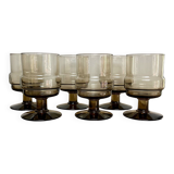 6 “Willem Heesen” smoked glass glasses
