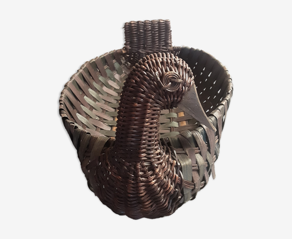 Corbeille rotin et raffia vintage