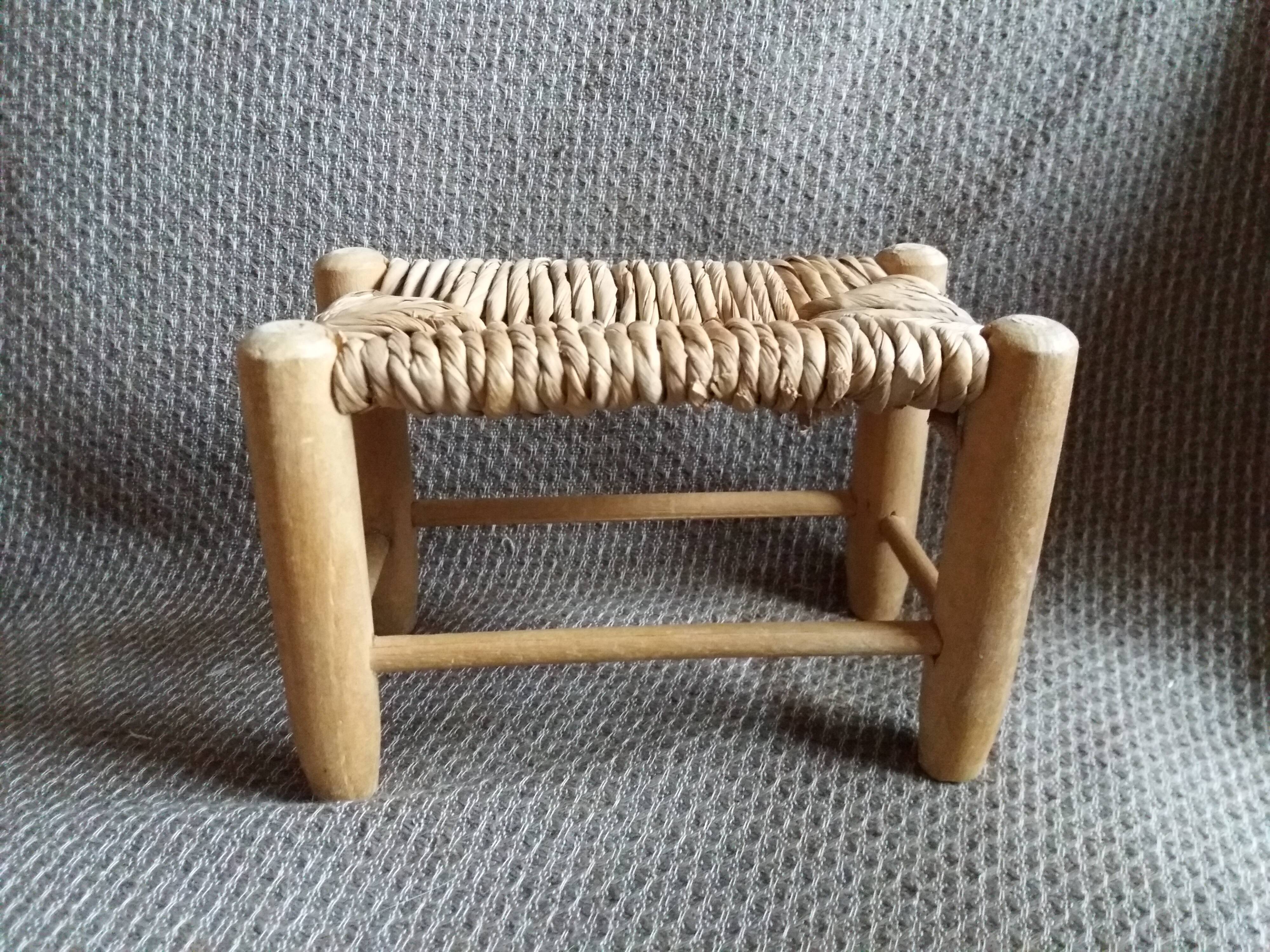 Straw bench doll furniture