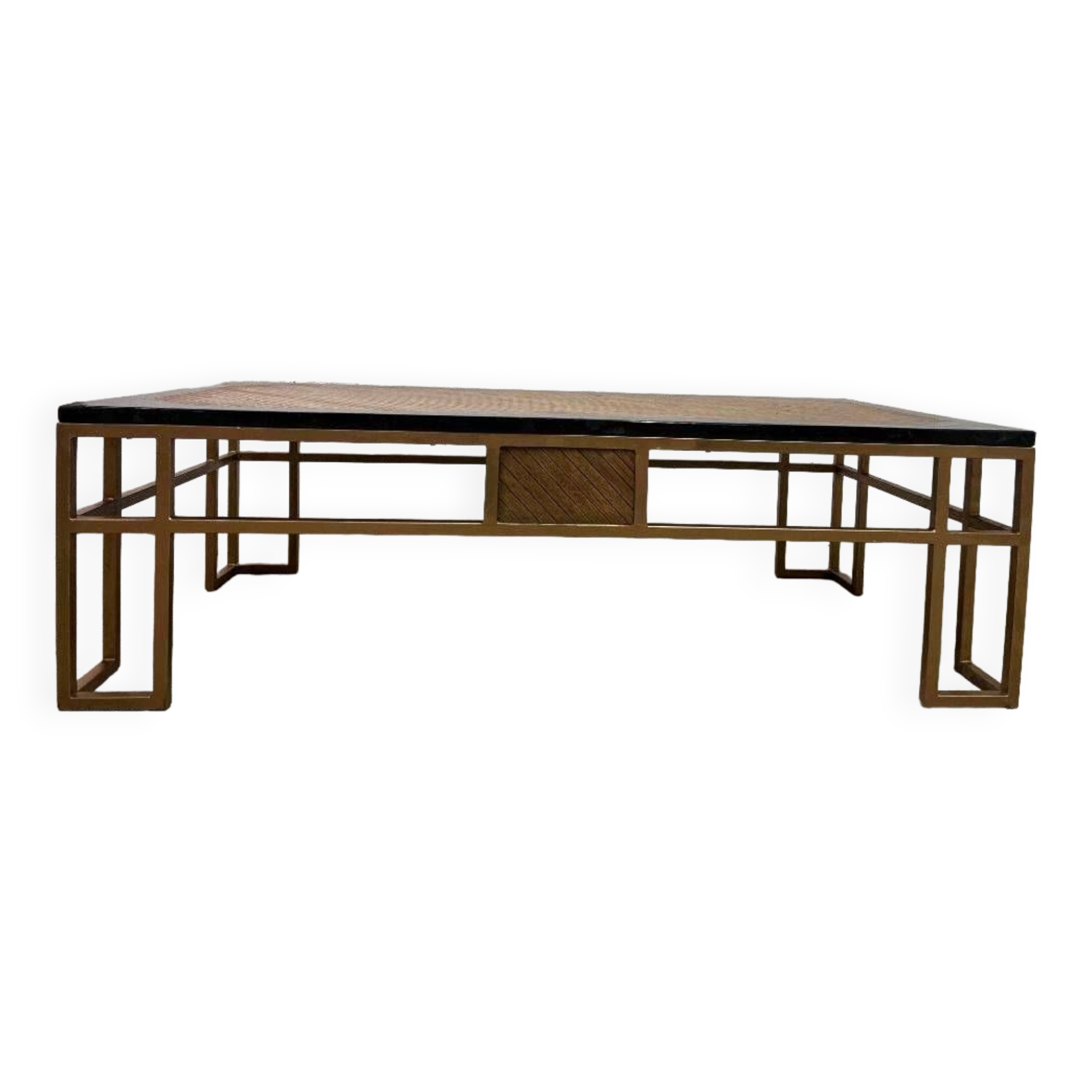 Table basse vintage / table basse avec marbre & bois & laiton