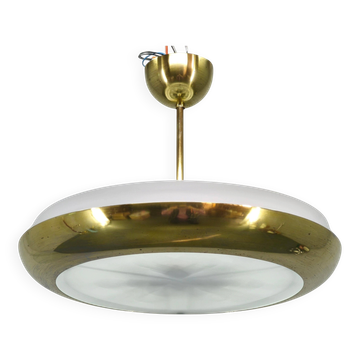 Josef Hurka Art Deco UFO Chandelier, Czechoslovakia 1930s