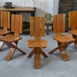 Set of 5 solid oak chairs by Seltz Manufacture 1970's