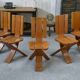 Set of 5 solid oak chairs by Seltz Manufacture 1970's