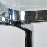Sculpted Chrome Base Coffee Table with Glass Top