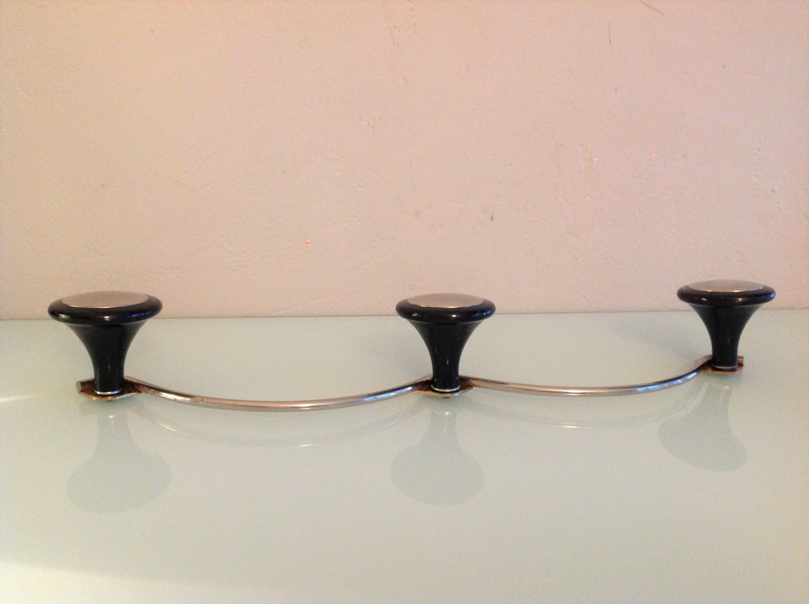 Moustache hook with three chrome heads / vintage 60s-70s