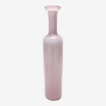 Vase postmoderne en verre de Murano rose avec feuille d'or par Salviati, Italie