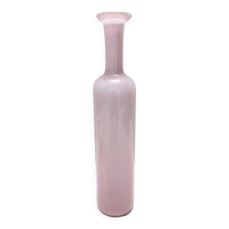 Postmodern Pink Encased Murano Glass Vase with Gold Leaf by Salviati, Italy