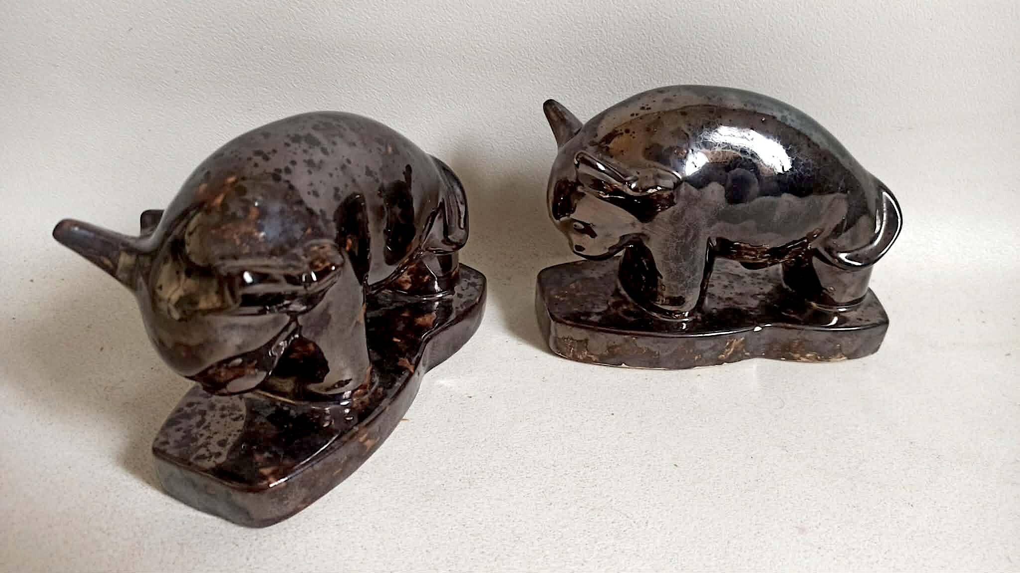 Pair of bookends 1960s Stylised Bull