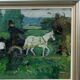 Peinture moderne suédoise 1973 huile sur panneau Ove Olson (1903-1975)