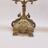 Ancienne paire de chandeliers a 3 branches en laiton