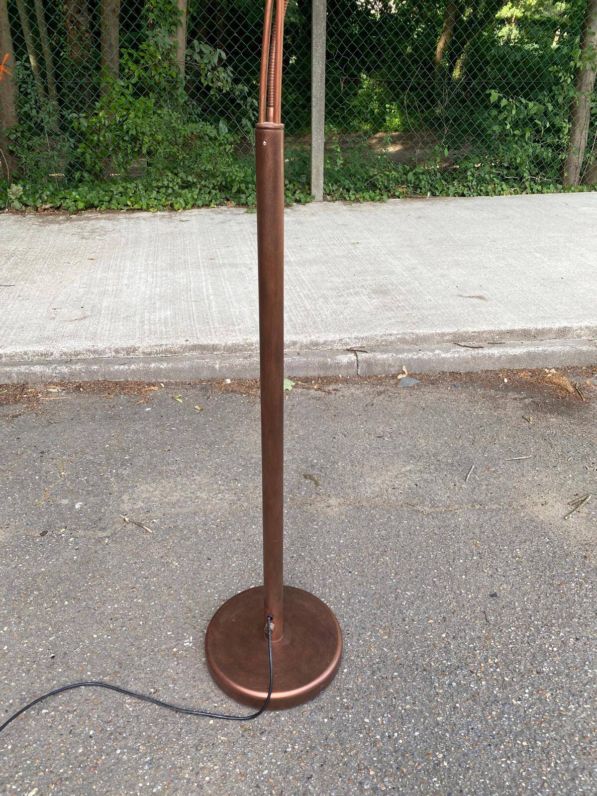 Vintage copper halogen floor lamp with braided arms