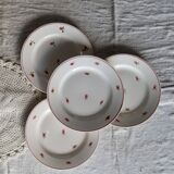 4 vintage earthenware dessert plates - Small floral pattern