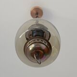 Vintage Copper Pendant Light Amber Glass Mid Century Modern Ceiling Lanter