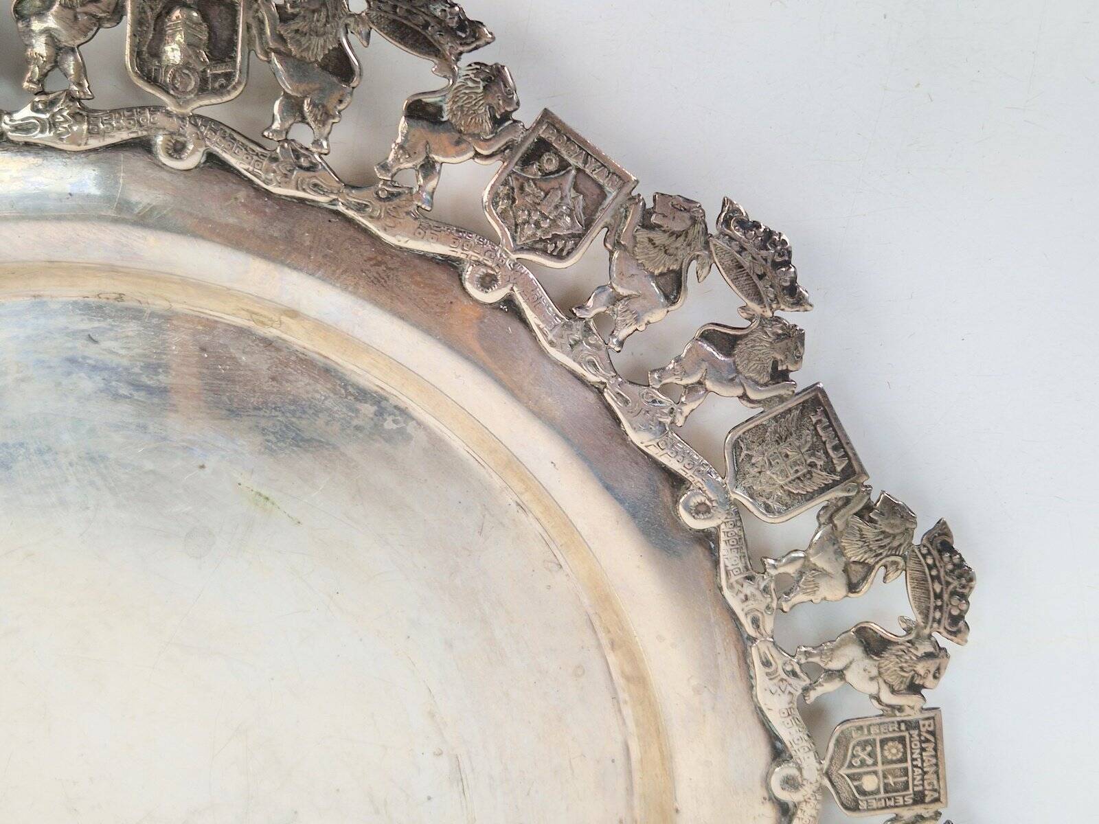 900 Pure Silver Platter from Florentina, Bogota, Colombia, 1970s