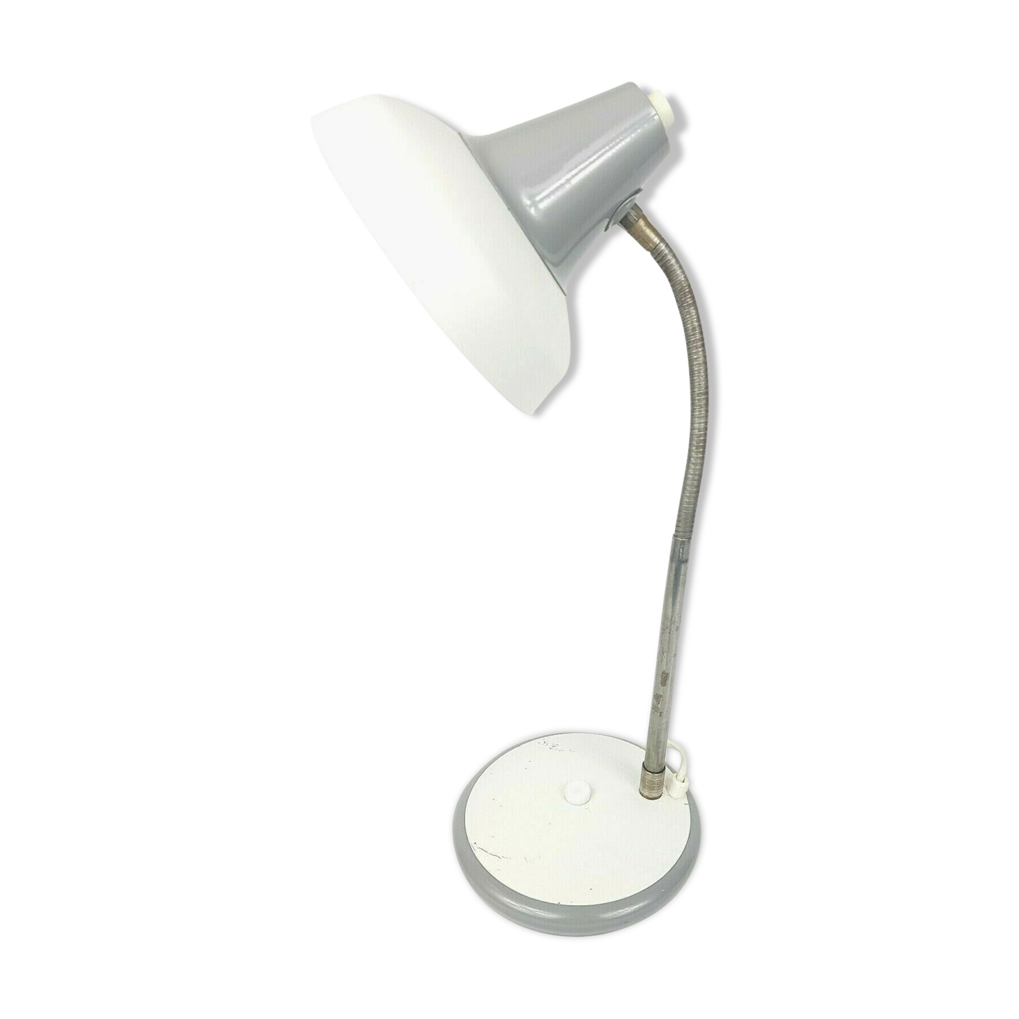 Large steerable desk lamp in white laquered metal 70s